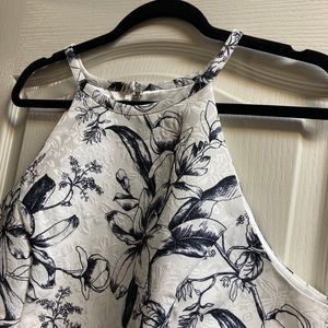 White House Blk Market Floral Jacquard Halter Top